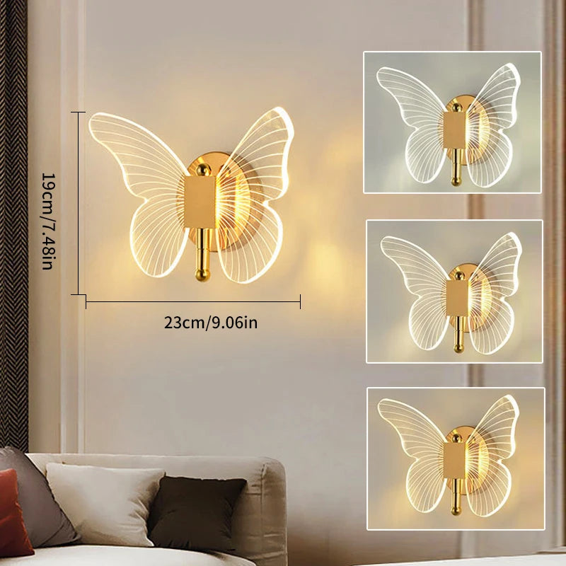 Butterfly Wall Lamp Hallway Light Luxury Modern Minimalist Creative Nordic Living Room Bedside Bedroom Light LED Indoor Lighting