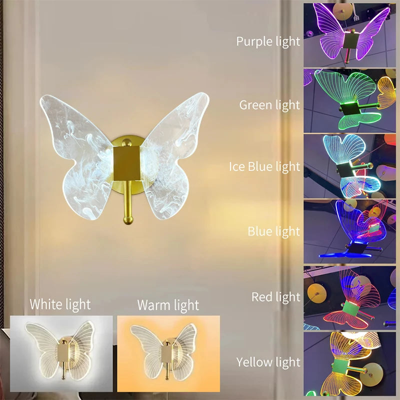 Butterfly Wall Lamp Hallway Light Luxury Modern Minimalist Creative Nordic Living Room Bedside Bedroom Light LED Indoor Lighting