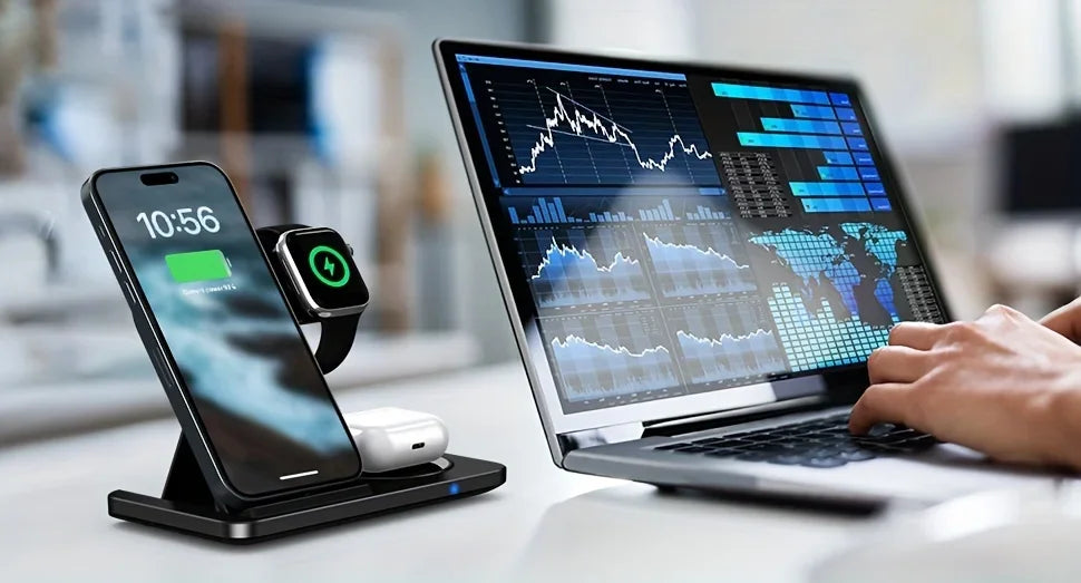 Foldable 3 in 1 30W Wireless Charging Station for iPhone 17 16 15 14 13 12 Pro Max iWatch 11 Airpods Pro Fast Charger Stand Dock