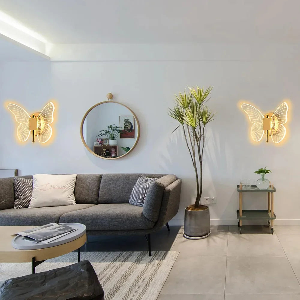 Butterfly Wall Lamp Hallway Light Luxury Modern Minimalist Creative Nordic Living Room Bedside Bedroom Light LED Indoor Lighting