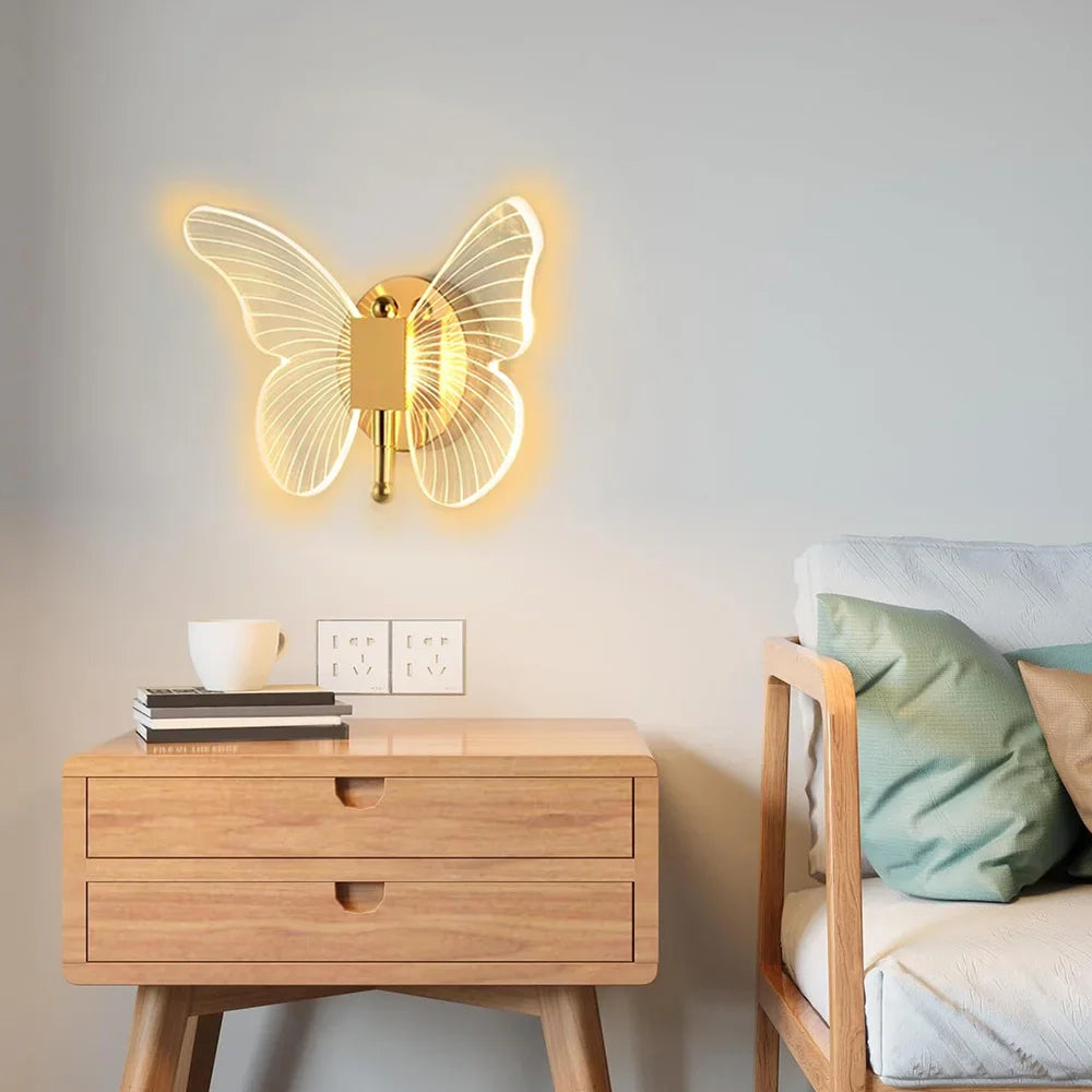 Butterfly Wall Lamp Hallway Light Luxury Modern Minimalist Creative Nordic Living Room Bedside Bedroom Light LED Indoor Lighting
