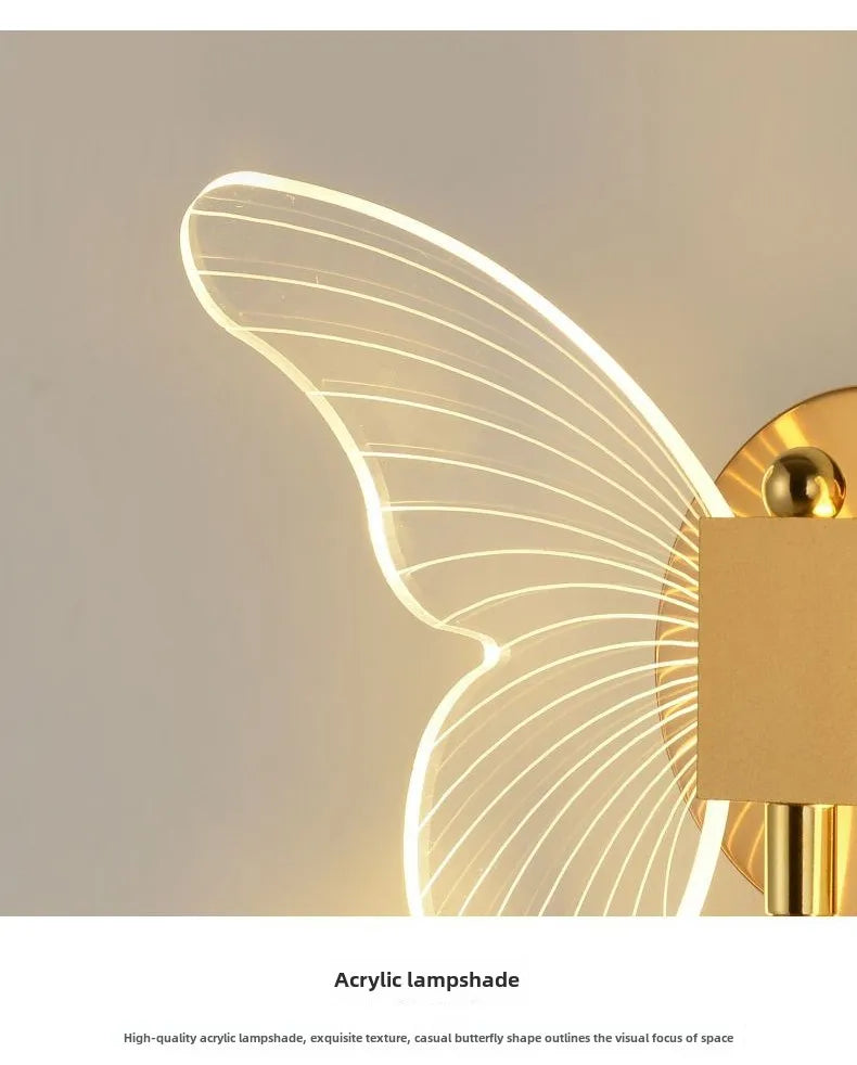 Butterfly Wall Lamp Hallway Light Luxury Modern Minimalist Creative Nordic Living Room Bedside Bedroom Light LED Indoor Lighting