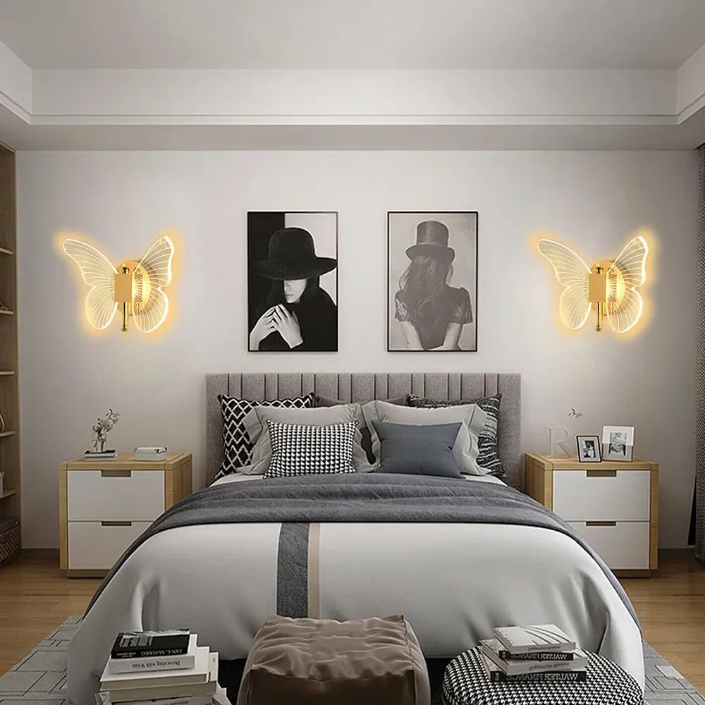 Butterfly Wall Lamp Hallway Light Luxury Modern Minimalist Creative Nordic Living Room Bedside Bedroom Light LED Indoor Lighting