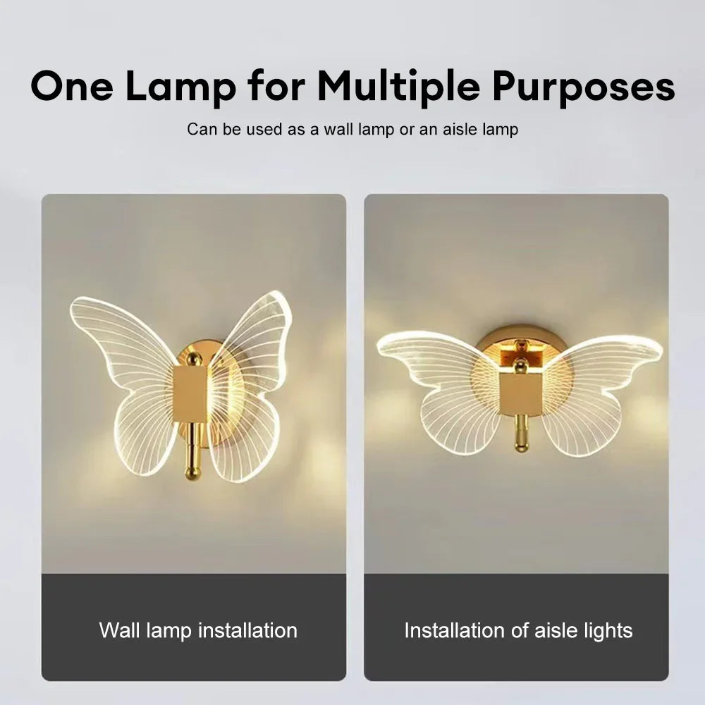 Butterfly Wall Lamp Hallway Light Luxury Modern Minimalist Creative Nordic Living Room Bedside Bedroom Light LED Indoor Lighting