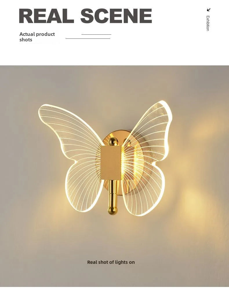 Butterfly Wall Lamp Hallway Light Luxury Modern Minimalist Creative Nordic Living Room Bedside Bedroom Light LED Indoor Lighting