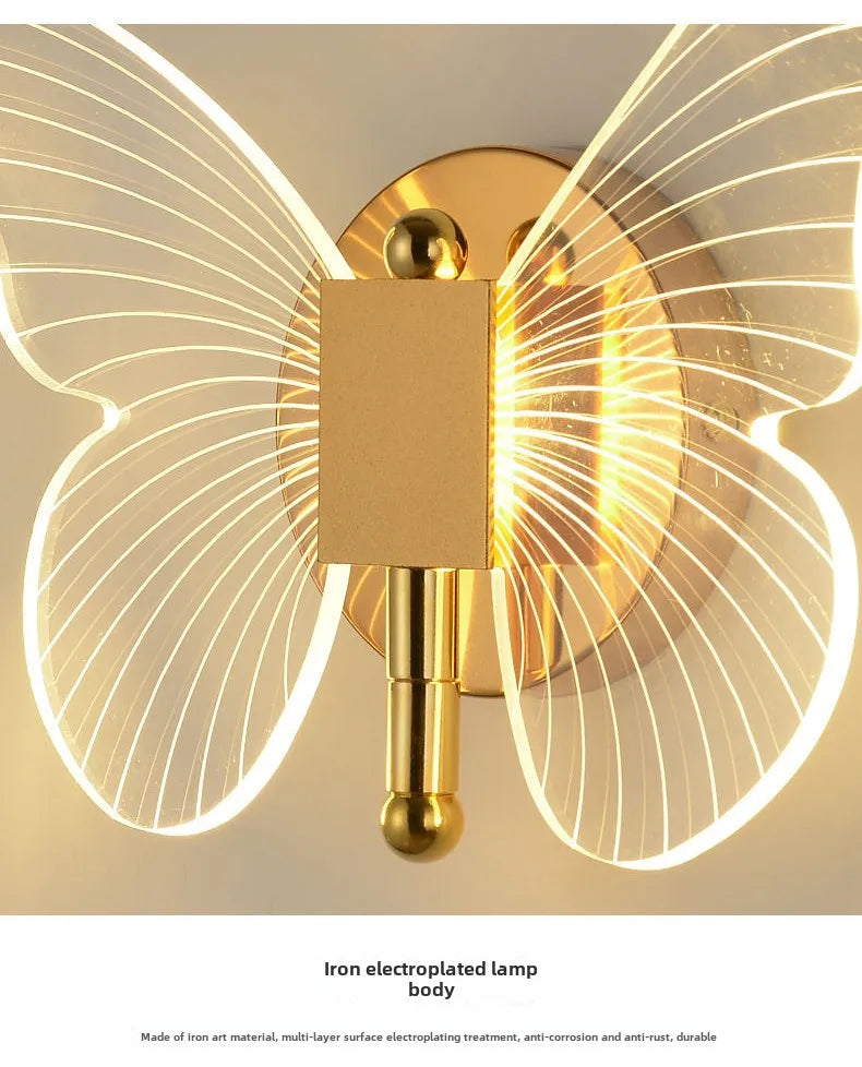 Butterfly Wall Lamp Hallway Light Luxury Modern Minimalist Creative Nordic Living Room Bedside Bedroom Light LED Indoor Lighting